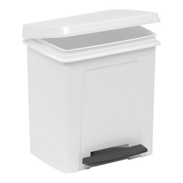 Pedaalemmer | Kunststof (Wit) | 8L | Klapdeksel | 255x220x285(h)mm
