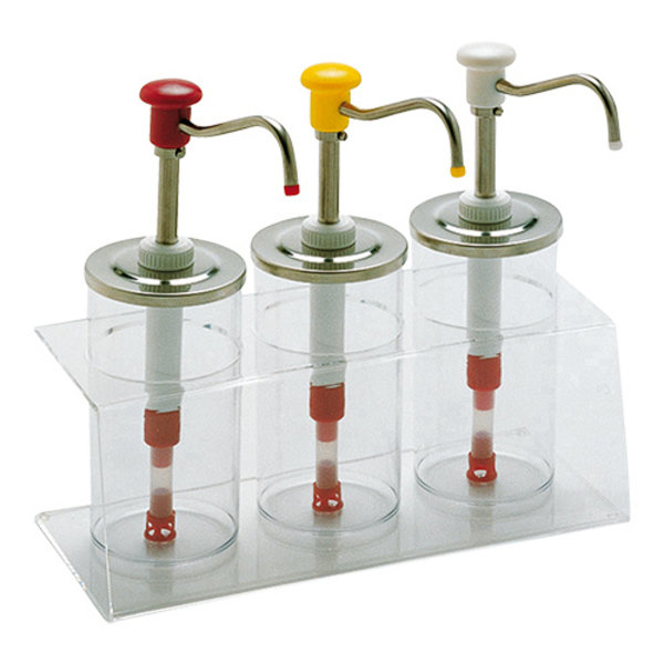 Saus/Dressingbar met RVS deksel en drukknop dispenser |  3x 950ml