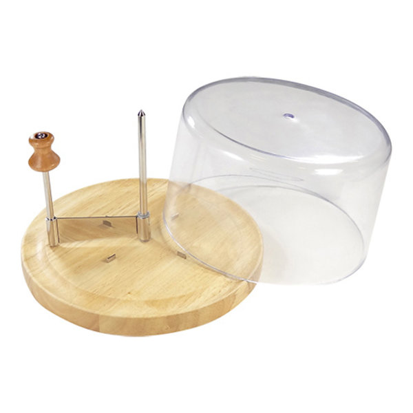 Kaaskruller houten plank met RVS mes en kunststof afdekkap | Ø22x17cm
