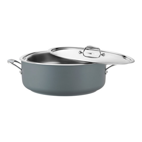 Bain marie pan grijs | 3,7 liter | Compleet met binnenpan/klemring & deksel | Ø32x12,5(h)cm