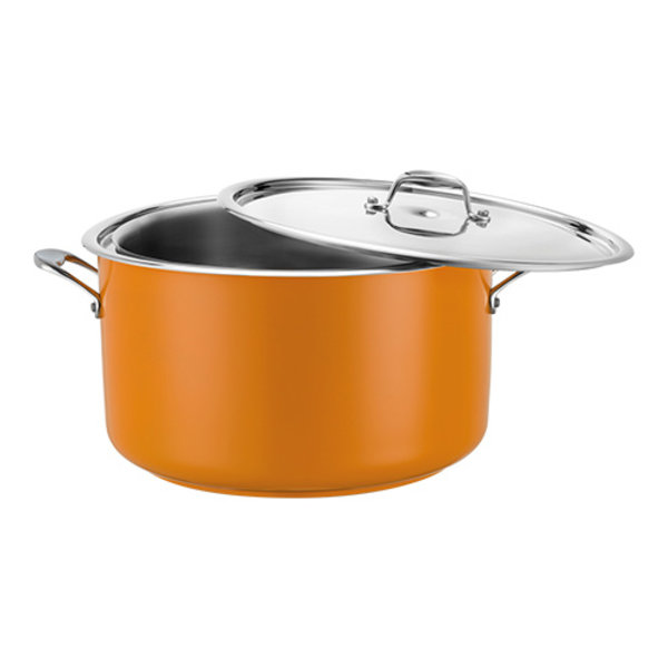 Bain Marie pan geel | 8,6 liter | Compleet met binnen pan/klemring & deksel | Ø32x19(h)cm