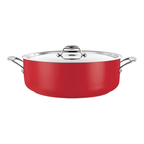 Kookpan met grepen RVS rood | 5,8 liter | Ø28x11(h)cm