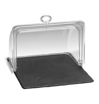 EMGA Serveerplateau melamine met leisteen look inclusief polycarbonaat rolltop deksel GN 1/2 | 265x325(h)mm EMGA Serveerplateau melamine met leisteen look inclusief polycarbonaat rolltop deksel GN 1/2 | 265x325(h)mm