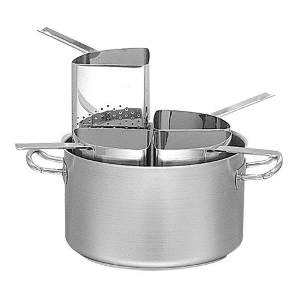 Pasta-kookpan RVS compleet met 4 RVS pastakookmanden | 31,4 liter | Ø40x25(h)cm