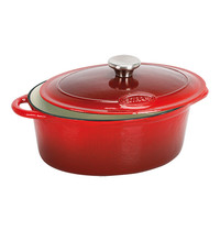 SITRAM Braadpan gietijzer geƫmailleerd rood met deksel 4 liter 27x21cm SITRAM Braadpan gietijzer geƫmailleerd rood met deksel 4 liter 27x21cm