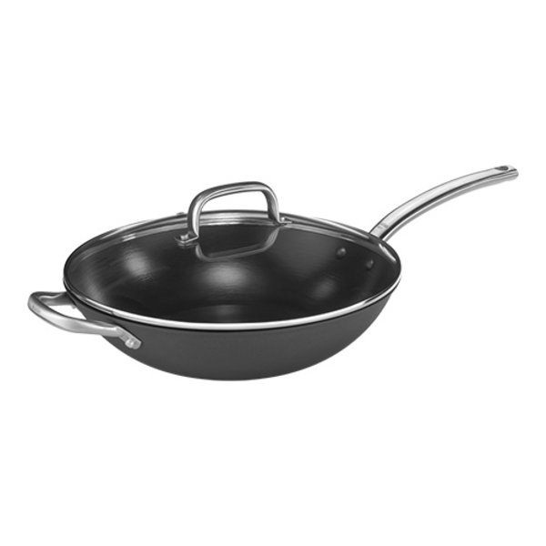 Wokpan | STEEL PRO 1921 | Staal (Antiaanbaklaag) | Div. Warmtebronnen | Platte Bodem | Incl. Deksel | Ø320x80(h)mm