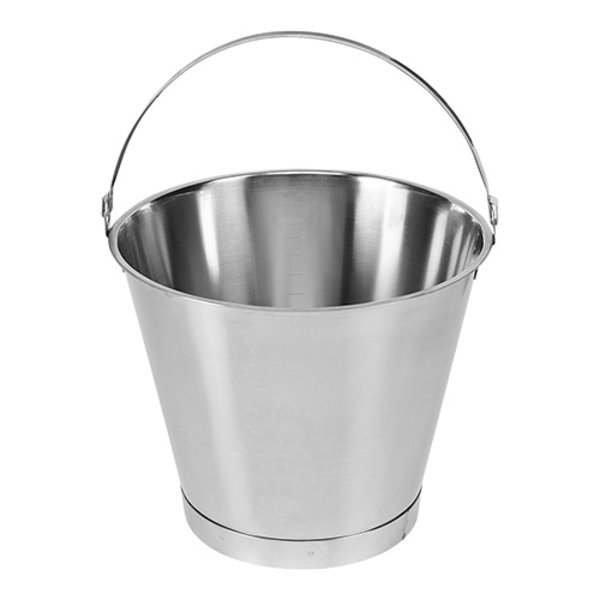 Emmer RVS met stootrand en maatverdeling 10L   Ø30x28(h)cm