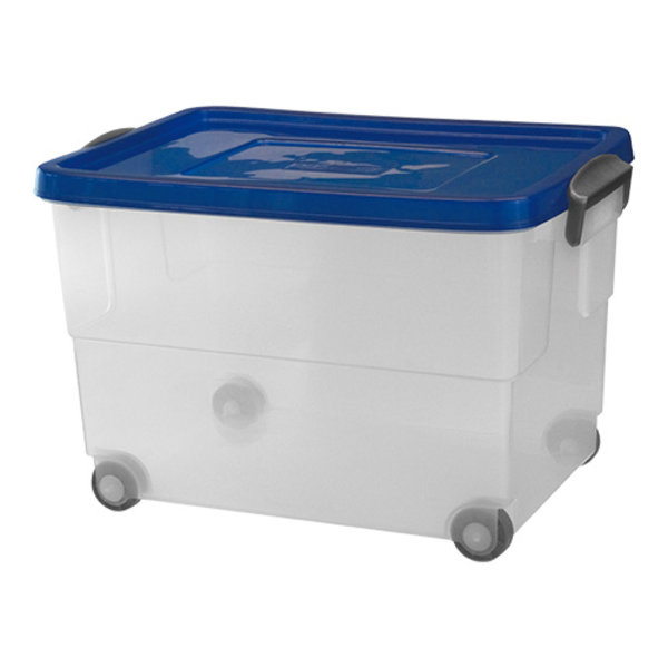 Voedselbak kunststof transparant incl deksel met beugels 60 liter | 59x40x38(h)cm