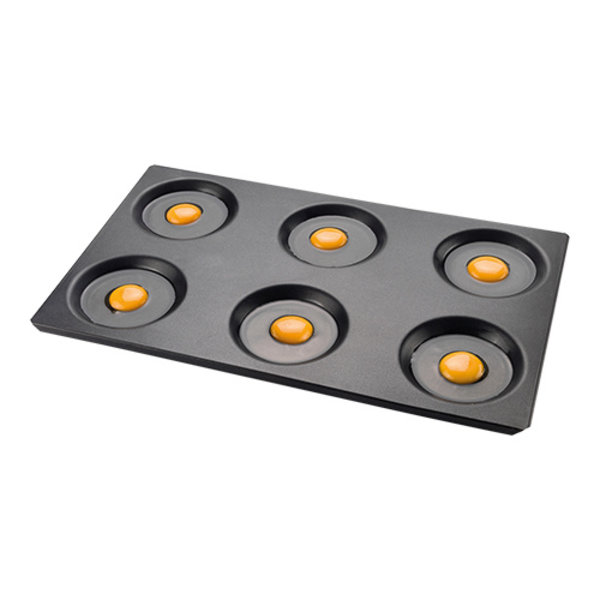 Bakplaat aluminium 1/1 GN - 6x Ø12,5cm | 530x325x16(h)mm