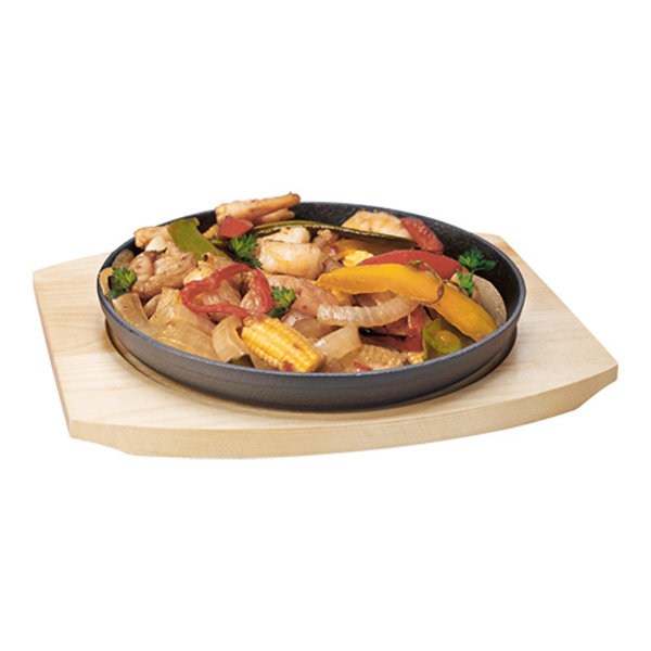 Serveer Bistropan | Gietijzeren Pan | Houten Onderbord | 240x270x40(h)mm