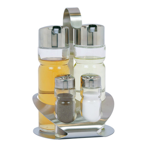 Menage | 4-delig | RVS/Glas | 190(h)mm