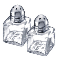 EMGA Peper & zoutstrooier glas/RVS dop 3x3x5(h)cm EMGA Peper & zoutstrooier glas/RVS dop 3x3x5(h)cm