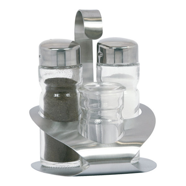 Menage | 3-delig | RVS/Glas | 120(h)mm