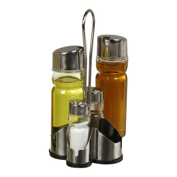 Menage | 4-delig | RVS/Glas | 220(h)mm