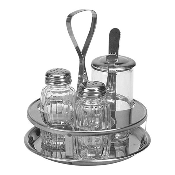 Menage | 3-delig | RVS/Glas | 150(h)mm