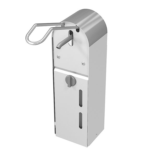RVS desinfectiepaal incl dispenser met elleboogbediening | 160x20x1418(h)mm