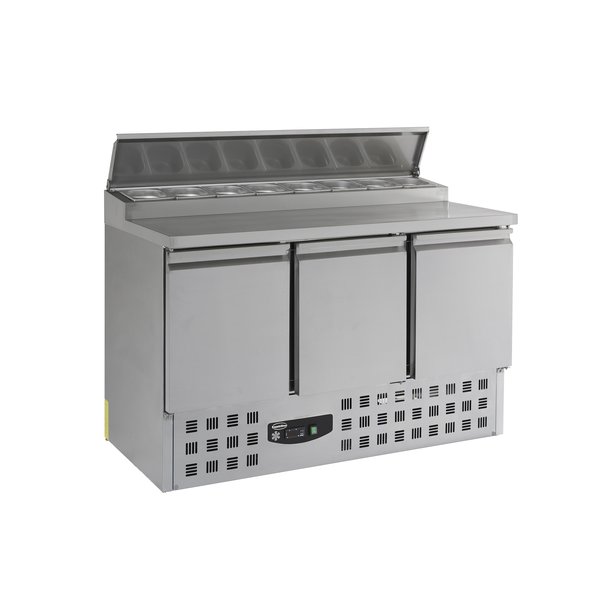 Saladette | 8x 1/6 GN | Geheel RVS | 3 Deurs | Statisch met Ventilator | 1365x700x970(h)mm