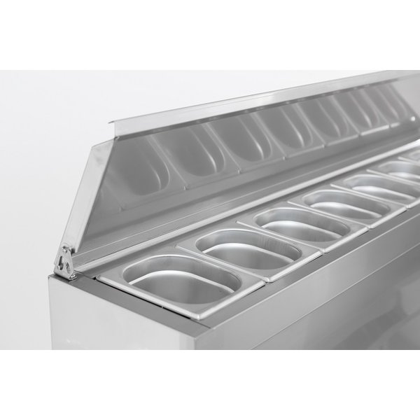 Saladette | 8x 1/6 GN | Geheel RVS | 3 Deurs | Statisch met Ventilator | 1365x700x970(h)mm