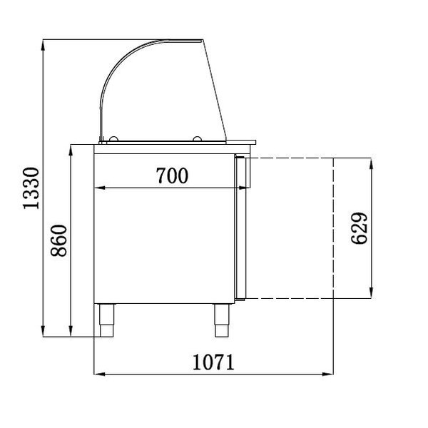 Saladette 2x 1/1 GN | Geheel RVS | 2 Deurs | Met Glasopstand | 1360x700x1365(h)mm