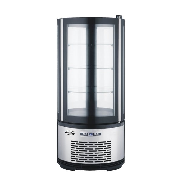 Gebaksvitrine | 100L | Zwart/Grijs | +2°C/+8°C | 4 Schappen | Ø480x1030(h)mm