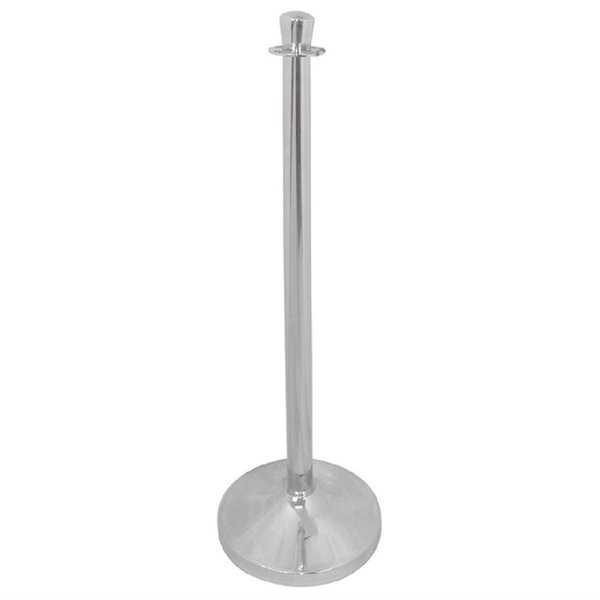Afzetpaal RVS | Met vlakke knop | Heeft een betonnen voet | 95(h) x 30(Ø)cm