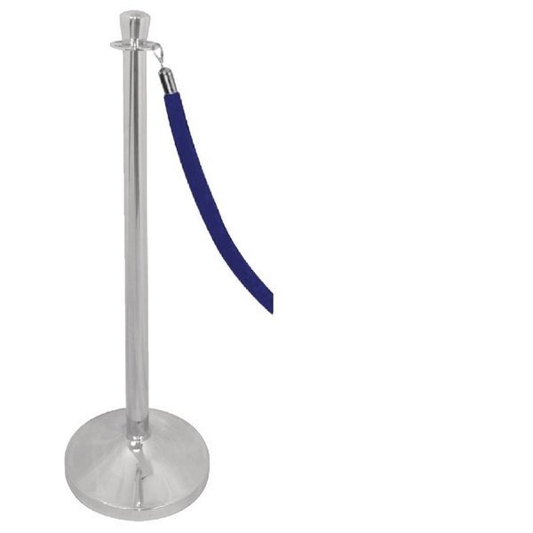 Afzetpaal RVS | Met vlakke knop | Heeft een betonnen voet | 95(h) x 30(Ø)cm
