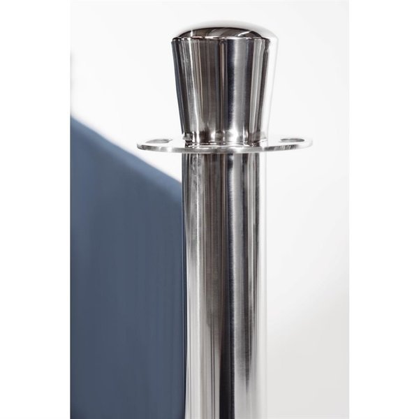 Afzetpaal RVS | Met vlakke knop | Heeft een betonnen voet | 95(h) x 30(Ø)cm
