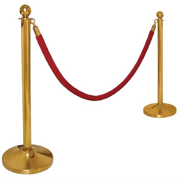 Afzetpaal Messing RVS | Met bolle knop | 95(h) x 30(Ø)cm