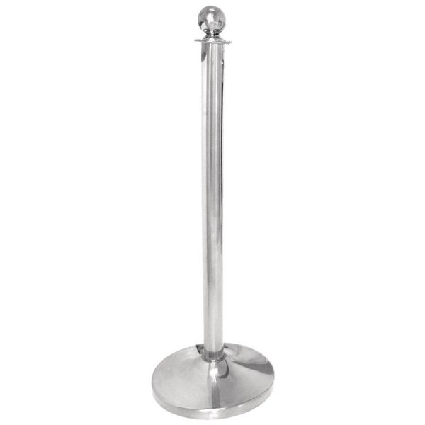 Afzetpaal RVS | Met bolle knop en betonnen voet | 95(h) x 30(Ø)cm