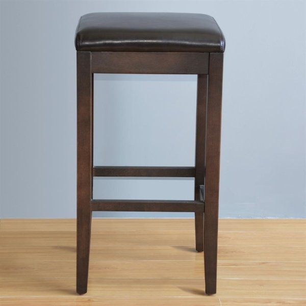 Barkrukken | Kunstleer/Hout | Dark Brown | Houtlook Frame | Indoor | 2 Stuks | 410x410x760(h)mm