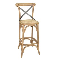 Houten barkruk naturel met gekruiste rugleuning | Zithoogte 75 cm | 450x470x1100(h)mm Houten barkruk naturel met gekruiste rugleuning | Zithoogte 75 cm | 450x470x1100(h)mm