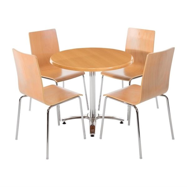 Stoelen | Hout/Staal | Houtlook (Beuken) | Grijze Poten | Indoor | Stapelbaar | 4 Stuks | 505x520x855(h)mm