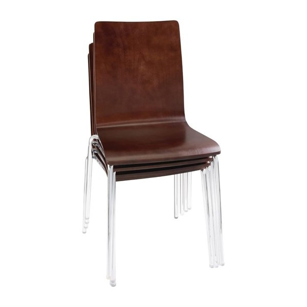 Stoelen | Hout/Staal | Hout (Walnut) | Grijze Poten | Indoor | Stapelbaar | 4 Stuks | 505x520x855(h)mm