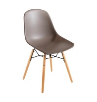 Bolero Arlo polypropyleen stoel hout met bruine poten | 2 stuks | Zithoogte 45cm | 460x540x830(h)mm