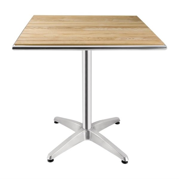 Tafel | Hout/Aluminium | Essenhout Blad | Aluminium Frame | In-/Outdoor | 700x700x720(h)mm