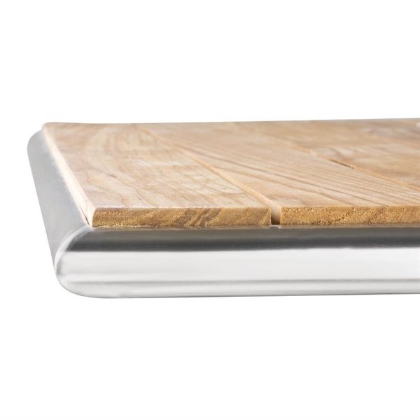 Tafel | Hout/Aluminium | Essenhout Blad | Aluminium Frame | In-/Outdoor | 700x700x720(h)mm