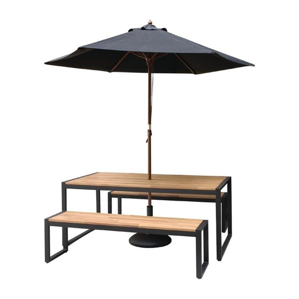 Banken | Hout/Staal | Hout (Acacia) | Zwart Frame | In-/Outdoor | 2 Stuks | 1600x380x450(h)mm