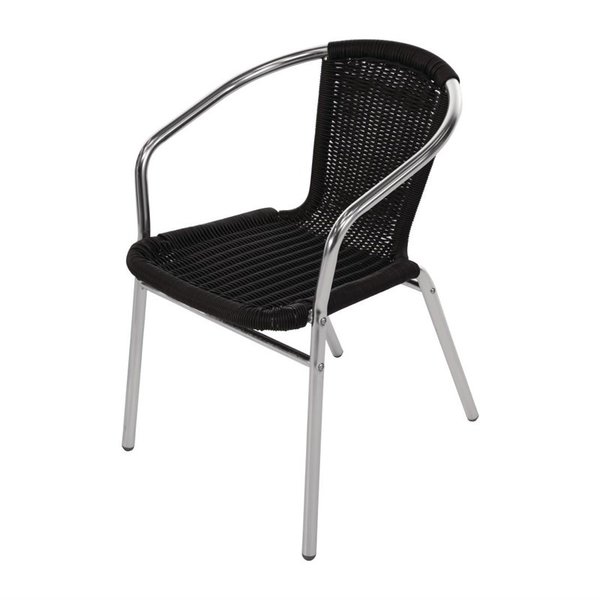 Stoelen | Polyrotan/Aluminium | Black | Grijs Frame | In-/Outdoor | Stapelbaar | 4 Stuks | 530x850x735(h)mm