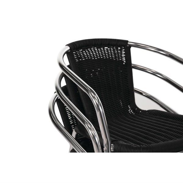 Stoelen | Polyrotan/Aluminium | Black | Grijs Frame | In-/Outdoor | Stapelbaar | 4 Stuks | 530x850x735(h)mm
