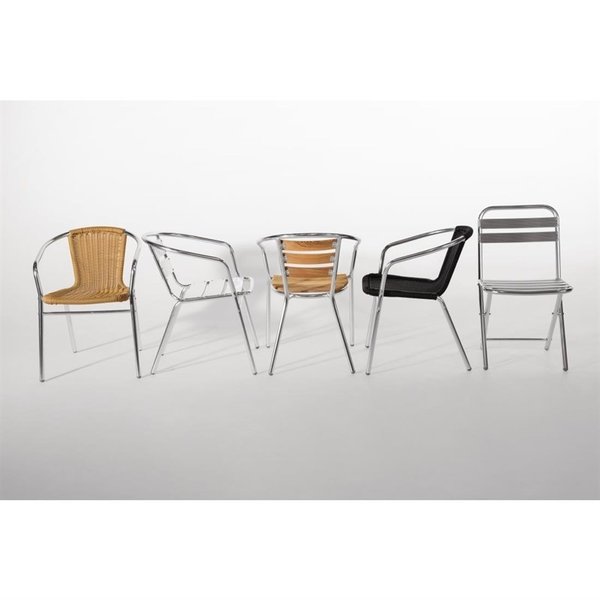 Stoelen | Polyrotan/Aluminium | Black | Grijs Frame | In-/Outdoor | Stapelbaar | 4 Stuks | 530x850x735(h)mm