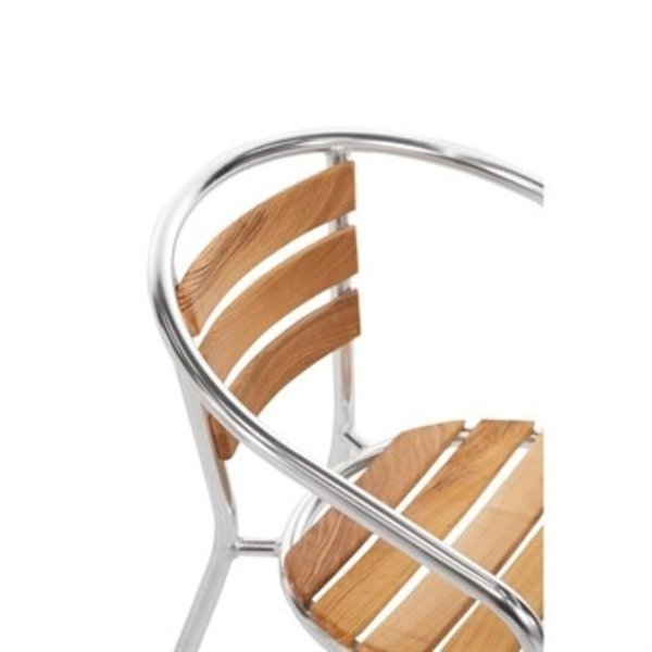 Stoelen | Hout/Aluminium | Hout (Essen) | Grijs Frame | In-/Outdoor | Stapelbaar | 4 Stuks | 555x530x730(h)mm