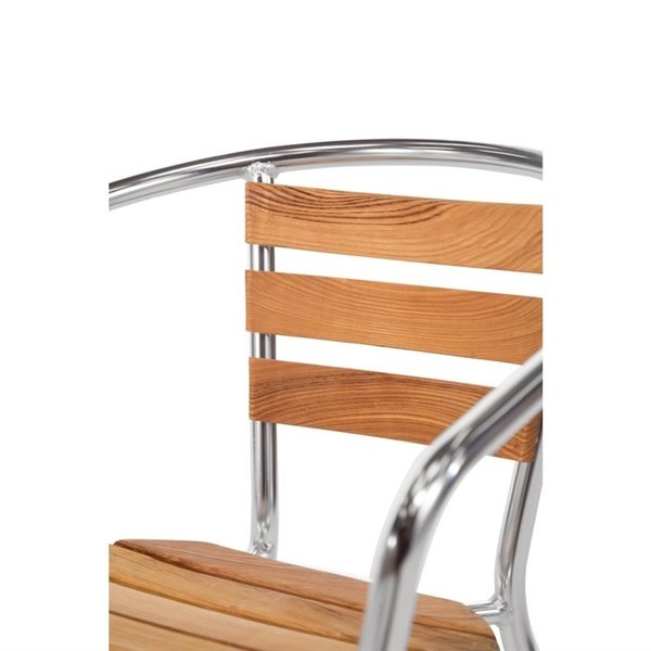 Stoelen | Hout/Aluminium | Hout (Essen) | Grijs Frame | In-/Outdoor | Stapelbaar | 4 Stuks | 555x530x730(h)mm