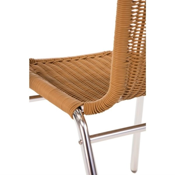 Stoelen | Polyrotan/Aluminium | Naturel | Grijs Frame | In-/Outdoor | Stapelbaar | 4 Stuks | 530x580x735(h)mm