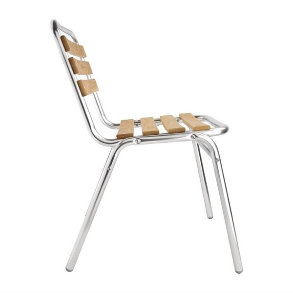 Stoelen | Hout/Aluminium | Hout (Essen) | Grijs Frame | In-/Outdoor | Stapelbaar | 4 Stuks | 485x565x773(h)mm