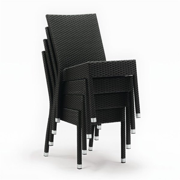 Stoelen | Polyrotan/Aluminium | Anthracite | In-/Outdoor | Stapelbaar | 4 Stuks | 500x600x860(h)mm