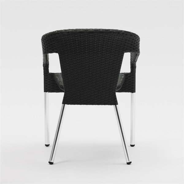 Stoelen | Polyrotan/Aluminium | Charcoal | Grijze Poten | In-/Outdoor | Stapelbaar | 4 Stuks | 550x600x780(h)mm
