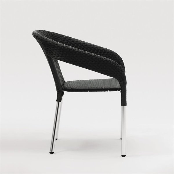Stoelen | Polyrotan/Aluminium | Charcoal | Grijze Poten | In-/Outdoor | Stapelbaar | 4 Stuks | 550x600x780(h)mm