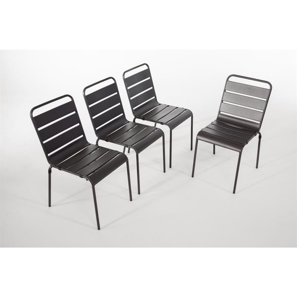 Stoelen | Staal | Grey | In-/Outdoor | Stapelbaar | 4 Stuks | 470x570x830(h)mm