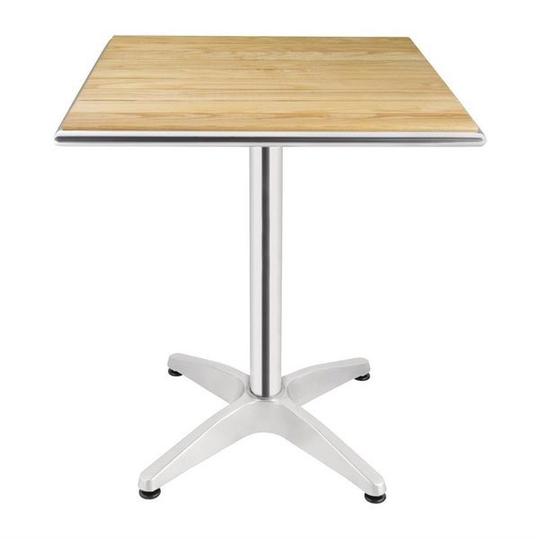 Tafel | Hout/Aluminium | Essenhout Blad | Aluminium Frame | In-/Outdoor | 600x600x720(h)mm
