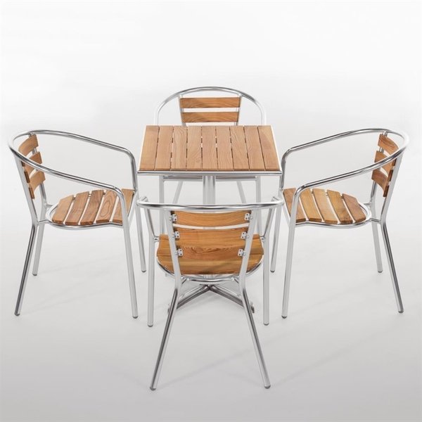 Tafel | Hout/Aluminium | Essenhout Blad | Aluminium Frame | In-/Outdoor | 600x600x720(h)mm